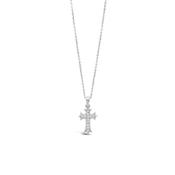 Absolute Kids CZ Cross Pendant Necklace, Silver image