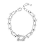Absolute Oval CZ Link Bracelet, Silver image