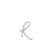 Absolute Pearl Half Bow Brooch, Silver image