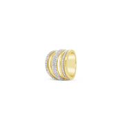 Absolute Six Row Pave Stone Ring, Gold