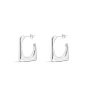 Absolute Squared Hoop Earrings, Silver