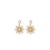 Angela D’Arcy Pearl Burst Drop Earrings, Gold image