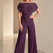 Atom Label Carbon Off The Shoulder Jumpsuit, Blackcurrant Purple image