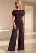 Atom Label Carbon Off The Shoulder Jumpsuit, Dark Chocolate Brown image