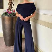 Atom Label Carbon Off The Shoulder Jumpsuit, Navy image