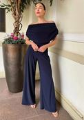 Atom Label Carbon Off The Shoulder Jumpsuit, Navy image