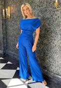 Atom Label Carbon Off The Shoulder Jumpsuit, Blue image