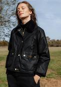 Barbour Womens Cropped Beadnell Wax Jacket, Black image