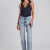 Vero Moda Aware Lace Trim Satin Top, Navy image