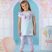 A Dee Girls Scarlett Ice Cream Top and Legging Set, Blue Multi image