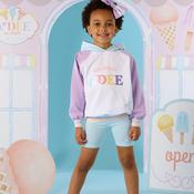 A Dee Girls Sissy Ice Cream Hoodie and Short Set, Blue Multi
