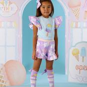A Dee Girls Sia Ice Cream Frill Tee and Short Set, Blue Multi image