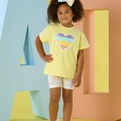 A Dee Sequin Heart Tee and Cycling Short Set, Yellow