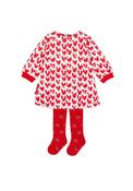 Agatha Ruiz De La Prada Girls Heart Tunic Dress &amp; Tights, Red