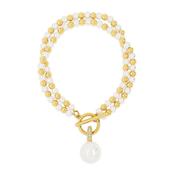 Absolute Pearl Drop T-Bar Beaded Bracelet, Gold image