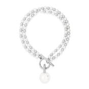 Absolute Pearl Drop T-Bar Beaded Bracelet, Silver image