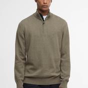 Barbour Men’s Cotton Half Zip Knitted Sweater, Smokey Olive Green image