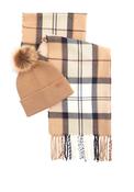 Barbour Dover Beanie &amp; Hailes Scarf Gift Set, Beige Multi image