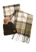 Barbour Saltburn Beanie &amp; Tartan Scarf Gift Set, Green Multi image