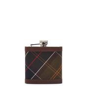 Barbour 6oz Tartan Hip Flask, Dark Brown