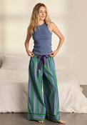 Chelsea Peers Stripe Wide Leg Pyjama Set, Blue image