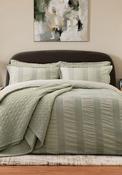 Bedeck Woven Waffle Duvet Cover Set, Green image