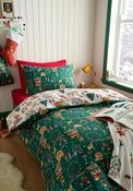 Belle &amp; Boo Kids Christmas Fairground Reversible Cotton Duvet Cover Set, Green image