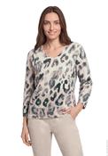 Betty Barclay Textured Animal Print with Sequin Detail Jumper, Cream Multi image