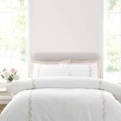 Bianca Home Camille Embroidered Floral Cotton Duvet Cover Set, White &amp; Pink