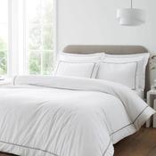 Bianca Home Natural Contrast Trim Cotton Duvet Cover Set, White &amp; Black image
