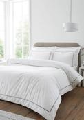 Bianca Home Natural Contrast Trim Cotton Duvet Cover Set, White &amp; Black image
