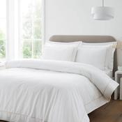 Bianca Home Natural Contrast Trim Cotton Duvet Cover Set, White &amp; Natural image