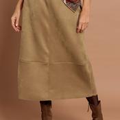 Bianca Kina Faux Suede A-Line Skirt, Brown image