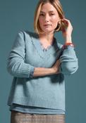 Bianca V Neck Knit Jumper, Blue image