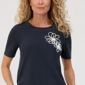 Bianca Short Sleeved T-Shirt with Embroidery, Navy image