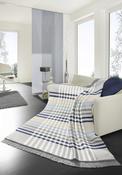 Biederlack Cotton Home Border Check 150x200cm Throw, Blue image