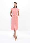 Birélin Sleeveless with Button Belt Detail Midi Dress, Apricot image