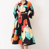 Bize Balloon Print A-Line Dress, Black Multi