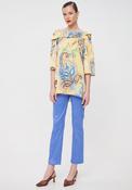 Camelot Floral Paisley Off-Shoulder Top, Yellow image