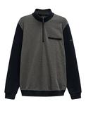Bugatti Quarter Zip Micro Print Sweatshirt, Navy &amp; Taupe image