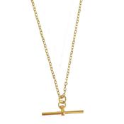 Burren Jewellery Blast from the Past 50cm T-Bar Necklace, Gold image