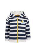 Blue Seven Baby Boy Stripe Full Zip Hoodie, Navy image