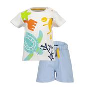 Blue Seven Baby Boy Beach Tee and Short Set, White image