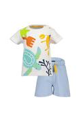 Blue Seven Baby Boy Beach Tee and Short Set, White image