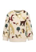 Blue Seven Baby Boy Wildlife Print Long Sleeve Sweater, Cream image