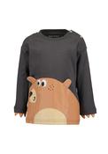 Blue Seven Baby Boy Bear Print Long Sleeve Top, Grey image