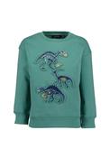 Blue Seven Mini Boy Dino Print Long Sleeve Sweater, Green image
