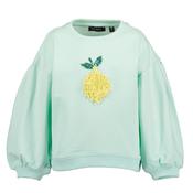 Blue Seven Mini Girl Lemon Sequin Long Sleeve Sweater, Green