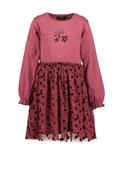 Blue Seven Mini Girl Floral Long Sleeve Tulle Dress, Wine image