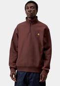 Carhartt WIP American Script Quarter Zip Sweatshirt, Burgundy image